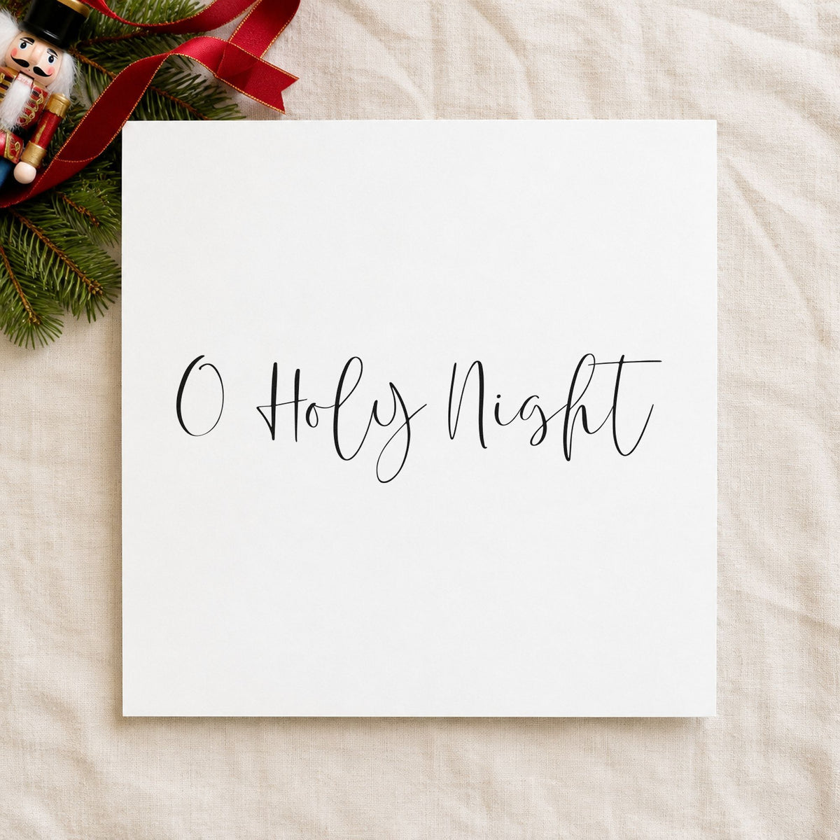 O Holy Night Fine Script rubber stamp printed in black ink, ready for single line cards and similar paper crafts.
