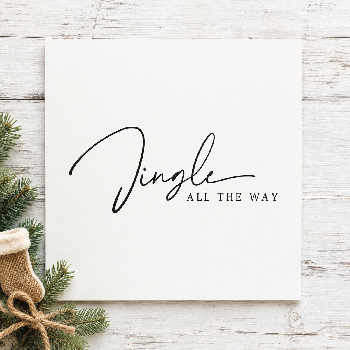 Jingle All The Way Fine craft stamp imprint in black ink on a handmade project, one idea being vellum sheer tags.