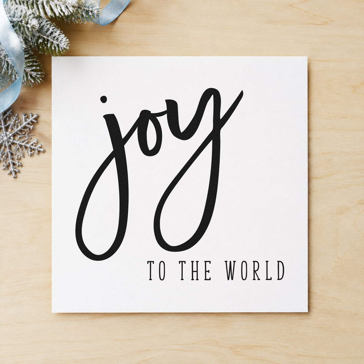 Joy To The World Brush rubber stamp printed in black ink, ready for brush over narrow cards and similar paper crafts.