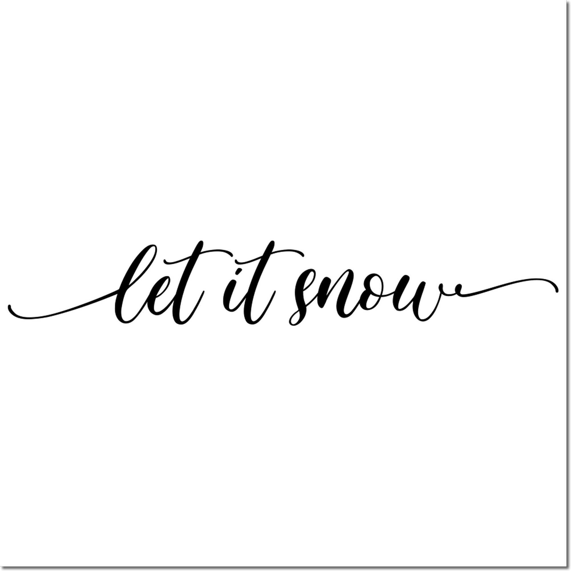 Decorative "let it snow" custom rubber stamp in elegant script for winter holiday cards and crafts.