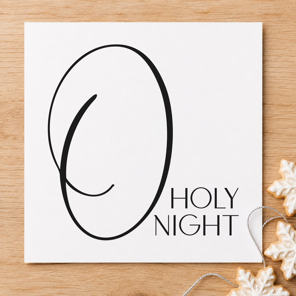 O Holy Night Oversized O rubber stamp printed in black ink, ready for chapter drop sheet and similar paper crafts.