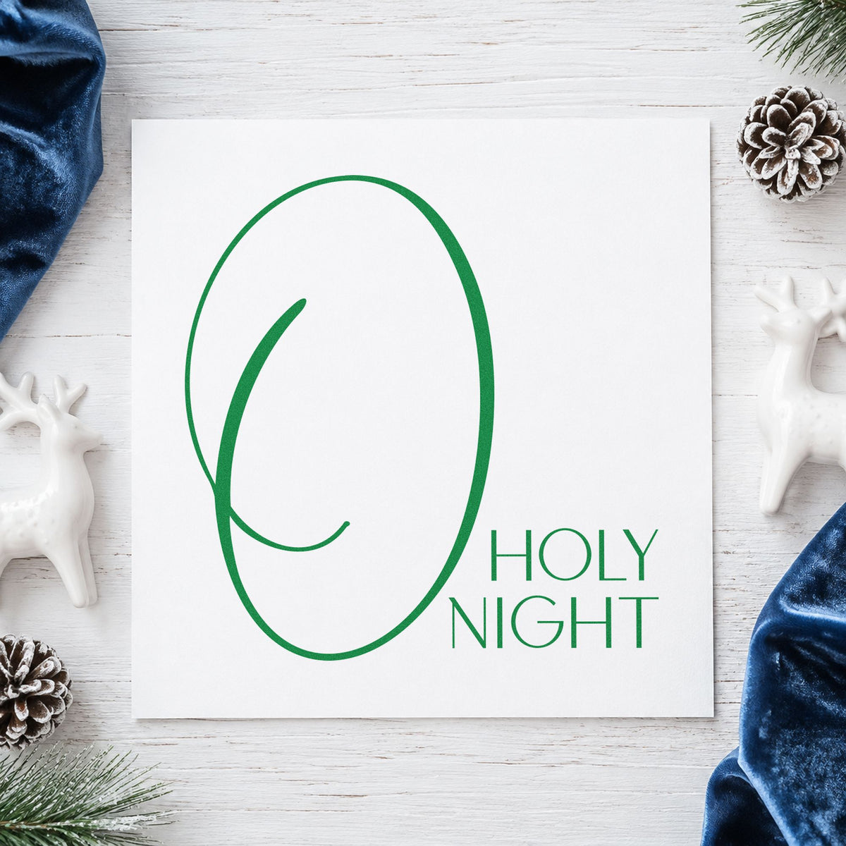O Holy Night Oversized O craft stamp imprinted in green ink on paper, a design suited to framed letter print.