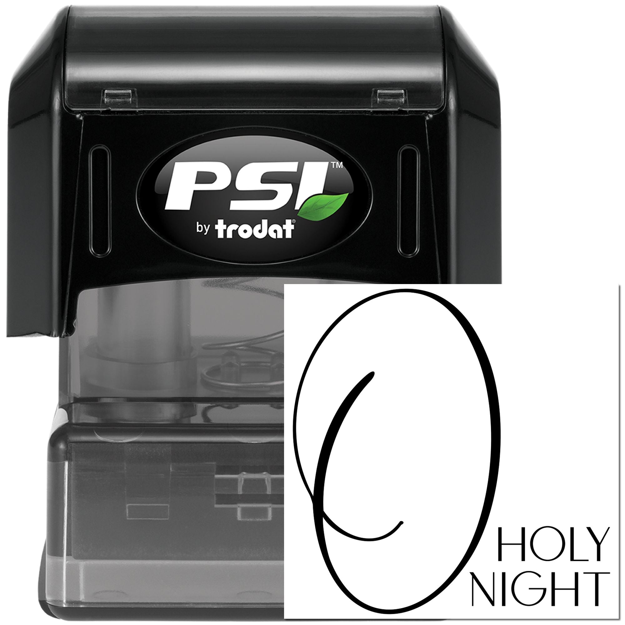 PSI by Trodat self-inking rubber stamp featuring O Holy Night design for Christmas cards, packaging, and holiday crafts.
