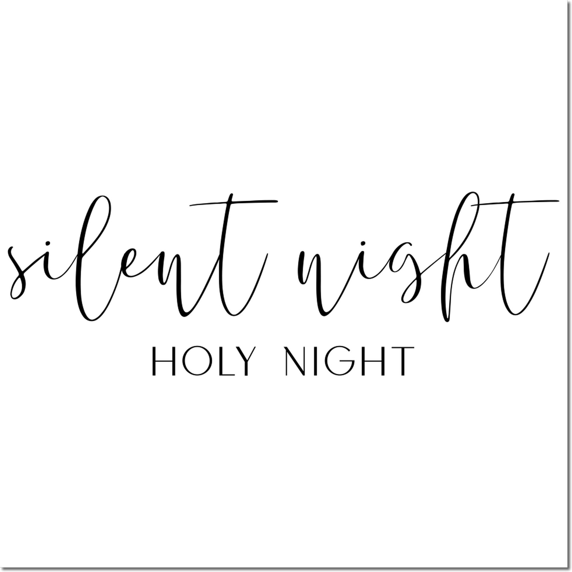 Silent Night Holy Night Christmas rubber stamp design for holiday cards and seasonal crafts