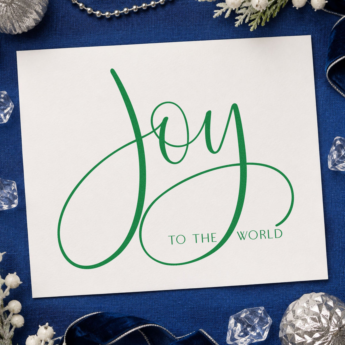 Joy To The World Loops Calligraphy Craft Stamp – Self-Inking in use 10