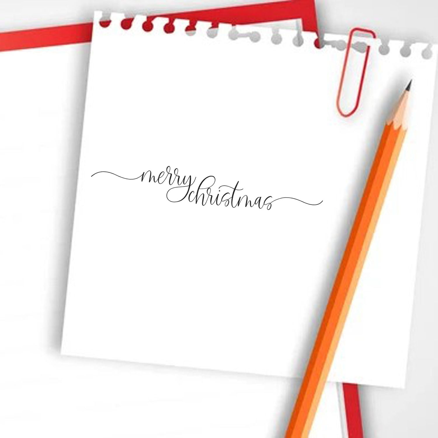 Merry Christmas rubber stamp design for holiday card making and festive paper crafting.