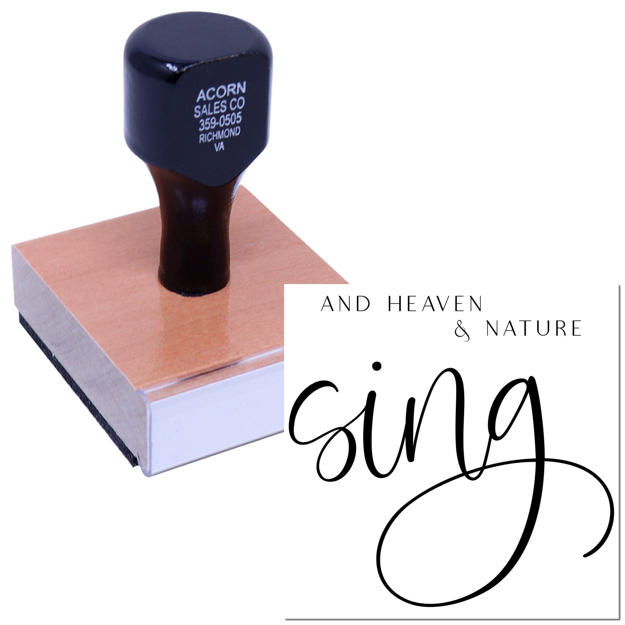 Custom business rubber stamp for And Heaven & Nature Sing, perfect for wedding stationery and branded packaging.