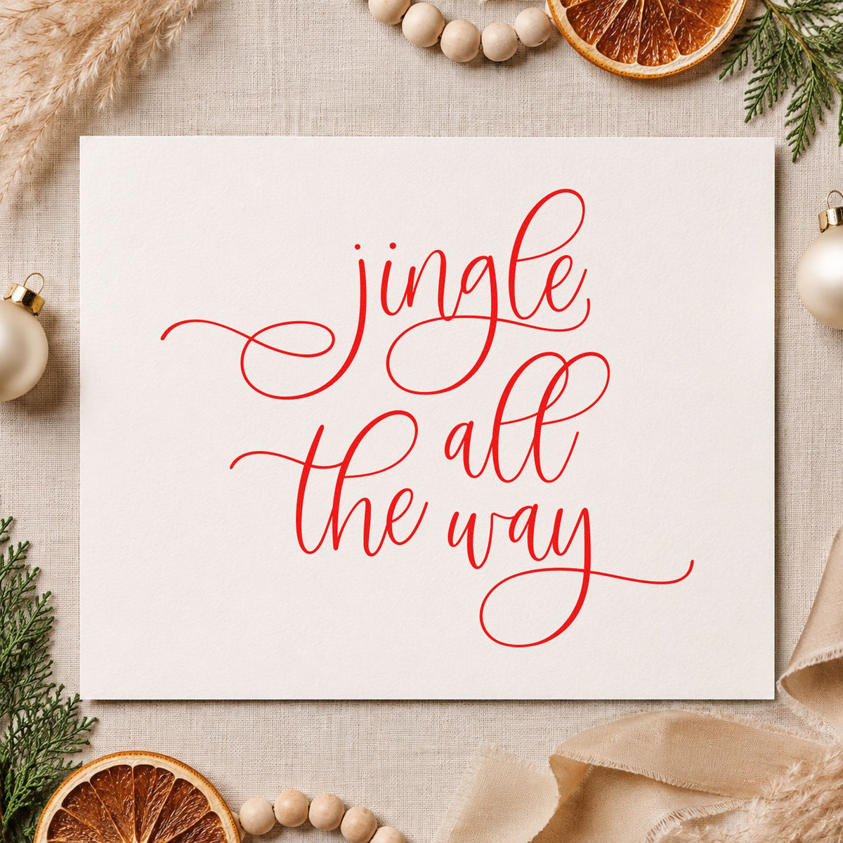 Jingle All The Way Loops Calligraphy Pre-Inked Stamp – Slim in use 5