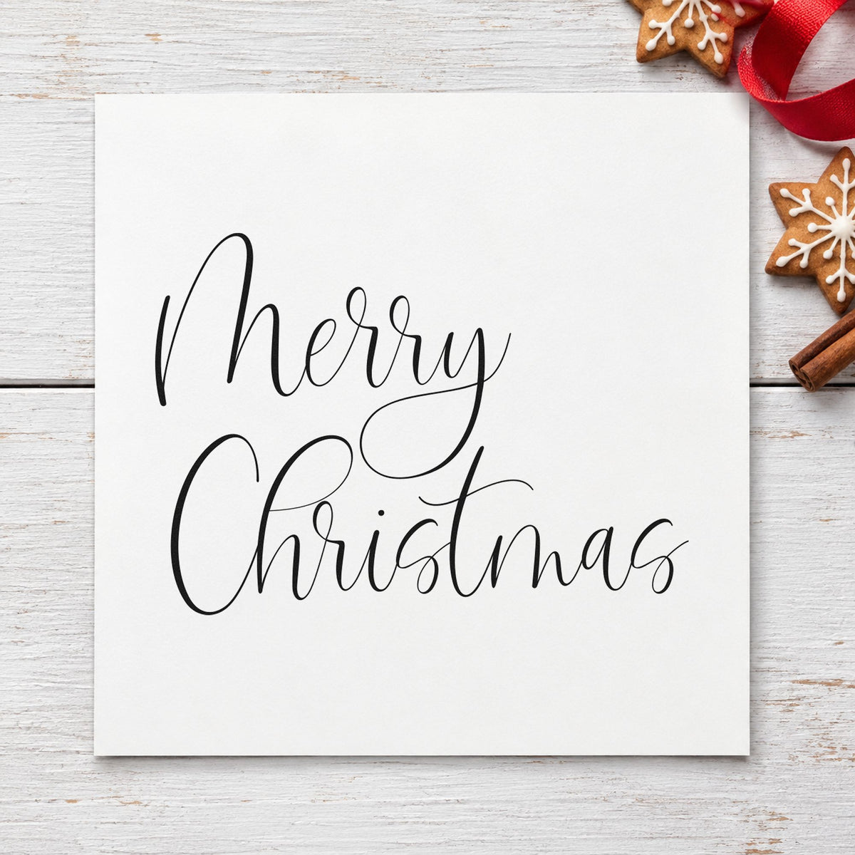 Duo Hand Merry Christmas Airy Calligraphy Rubber Stamp in use 4