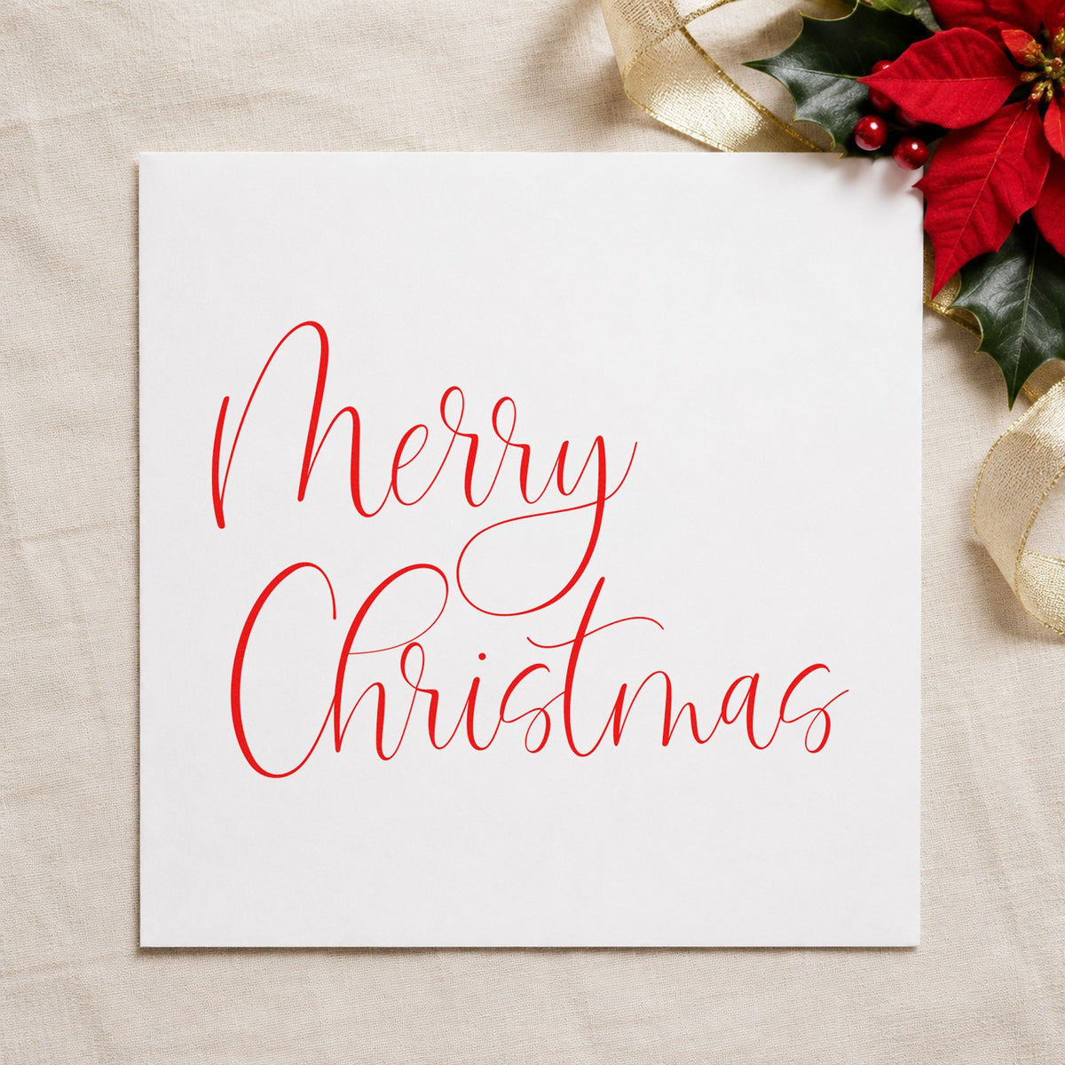 Duo Hand Merry Christmas Airy Calligraphy Rubber Stamp in use 5