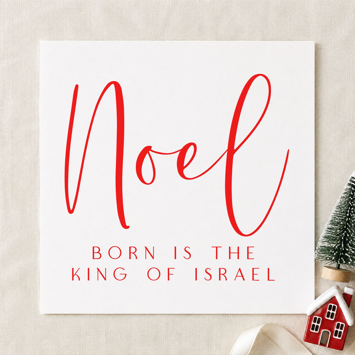Noel King Of Israel rubber stamp shown in red ink, stamped for projects such as music bin labels.