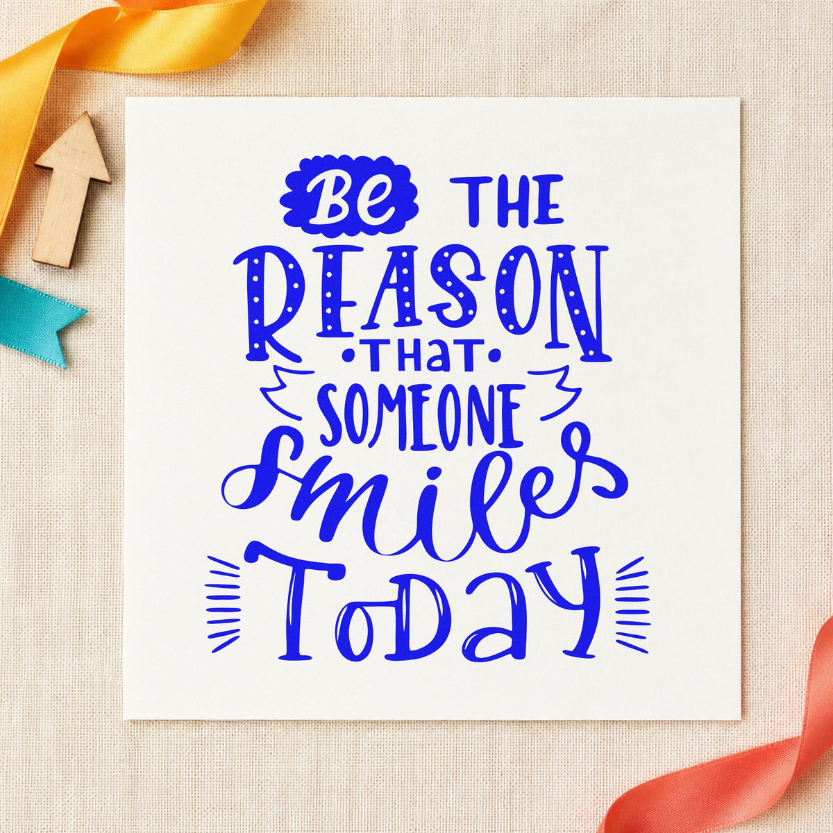 Be Someone's Reason To Smile Rubber Stamp – Duo Hand in use 5