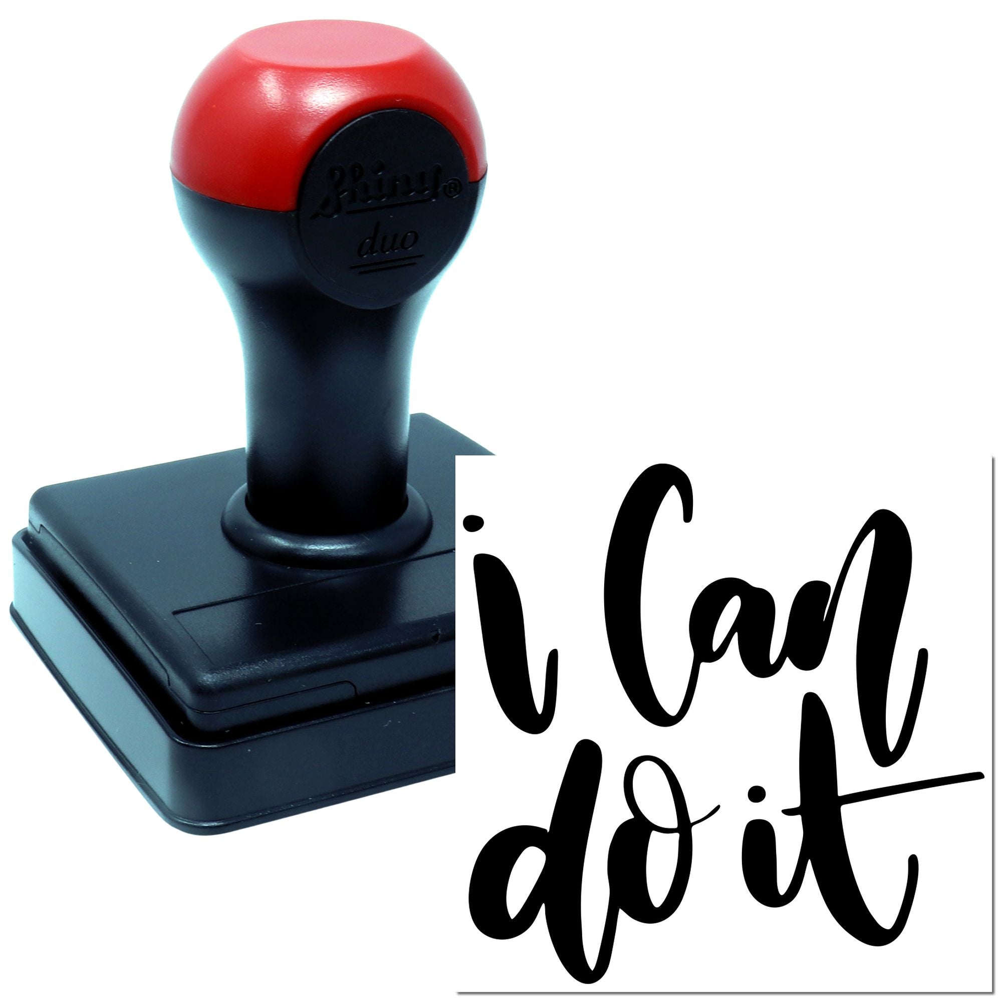 Self-inking rubber stamp with I can do it design for motivational office, craft, or business use.