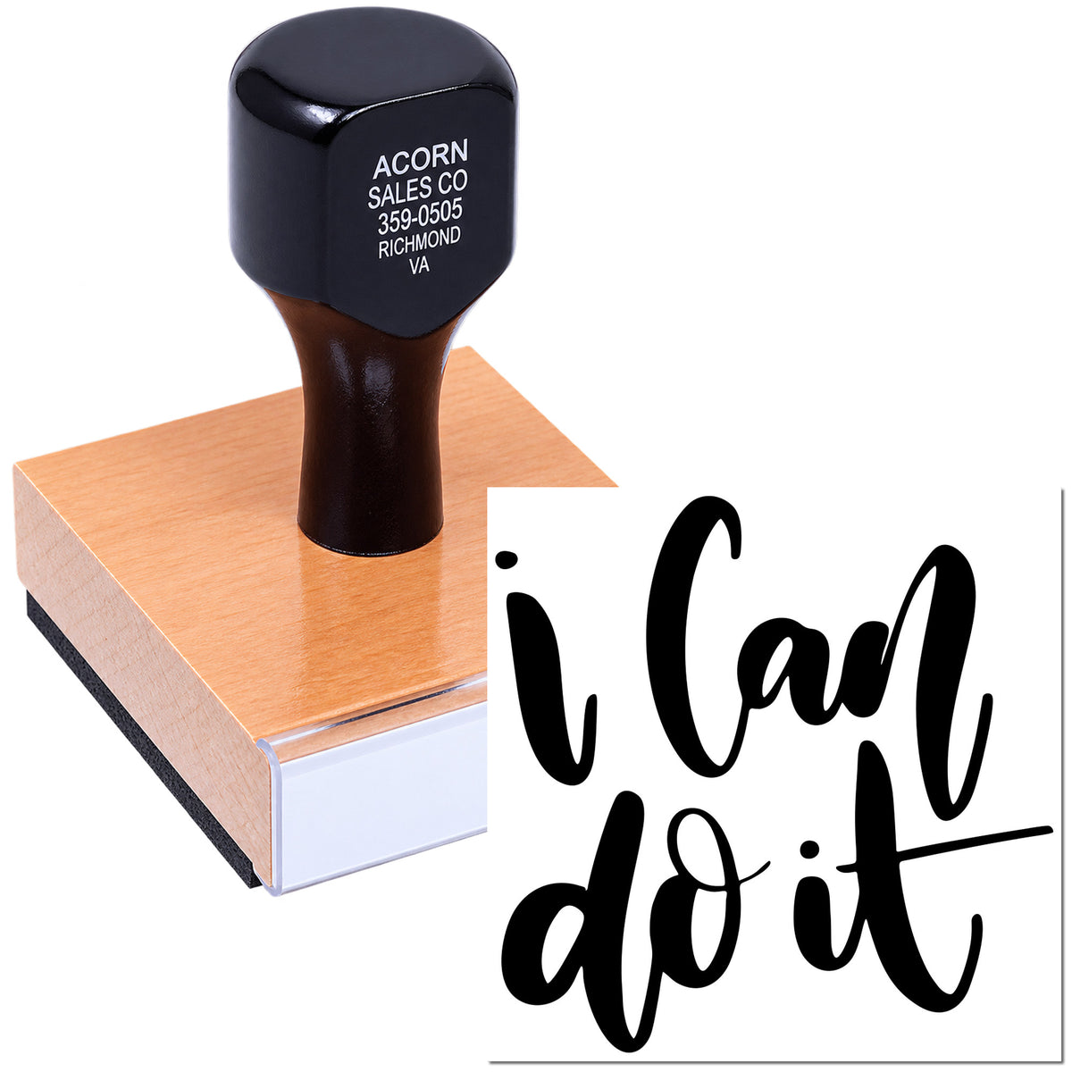 Custom rubber stamp with i Can do it motivational design for crafts, planners, and small business branding.