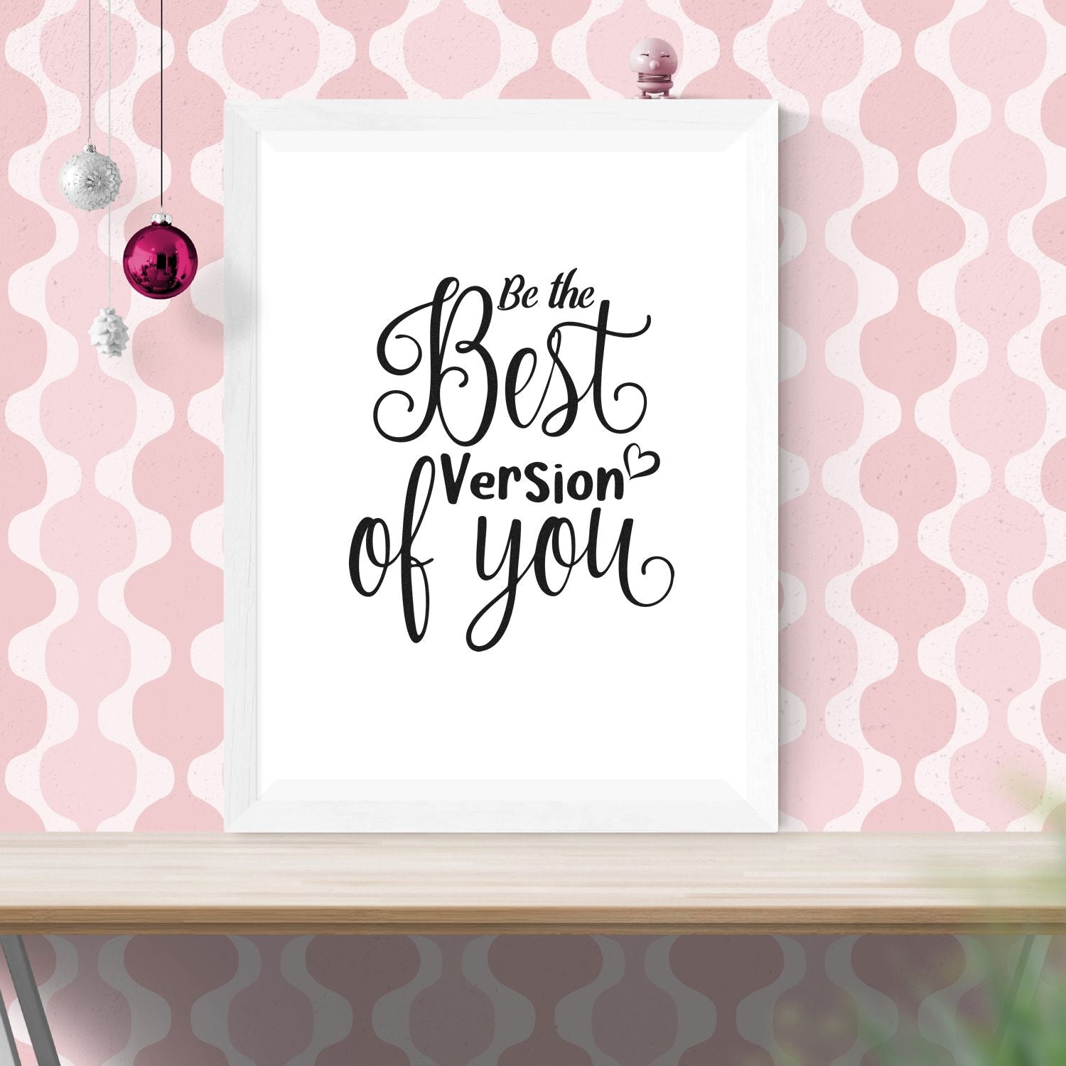 Inspirational rubber stamp design with Be the Best Version of You script for cards, planners, and DIY crafts.