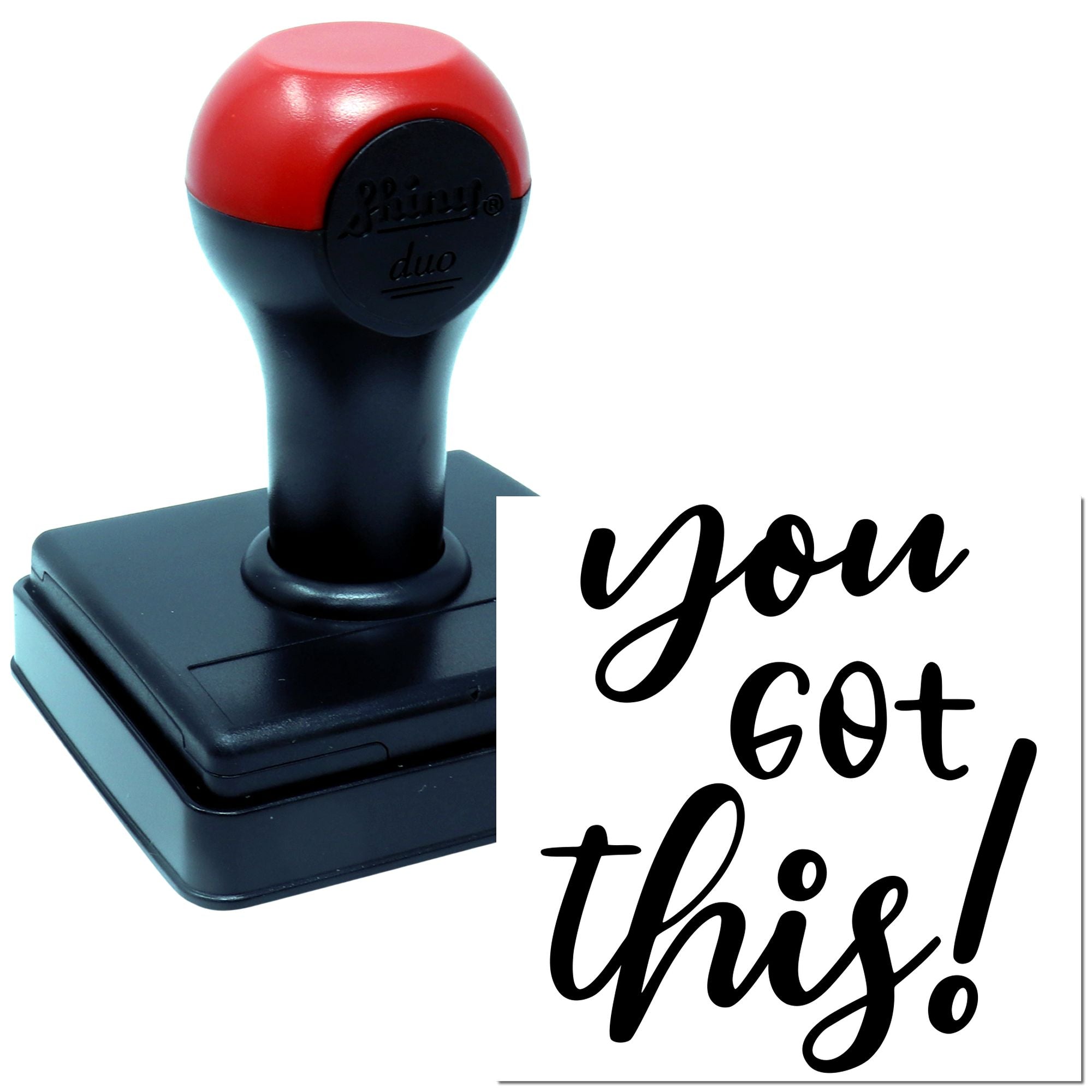 Self-inking rubber stamp with You Got This! motivational imprint for custom office or teacher stamping