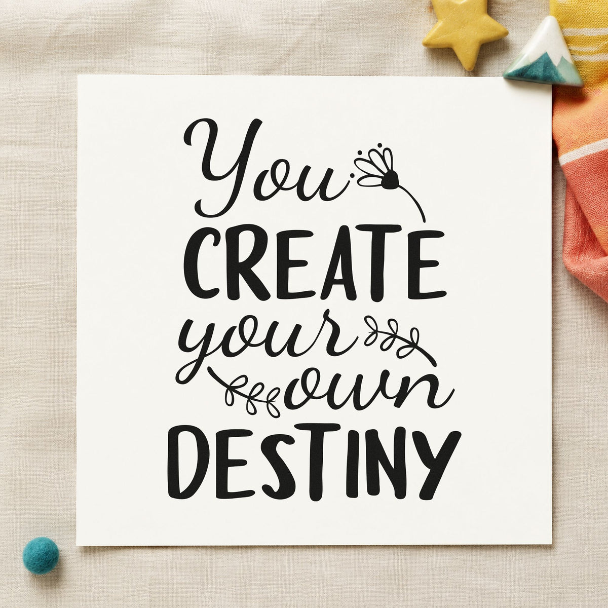 Create Your Own Destiny craft stamp in black ink on cardstock, an easy option for grad year album page.