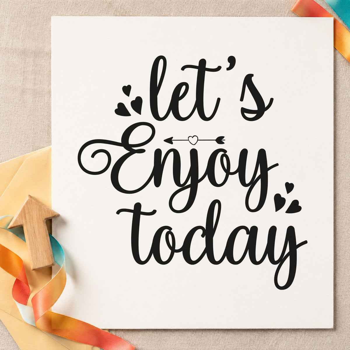 Self-Inking Let's Enjoy Today Hearts Stamp in use 10