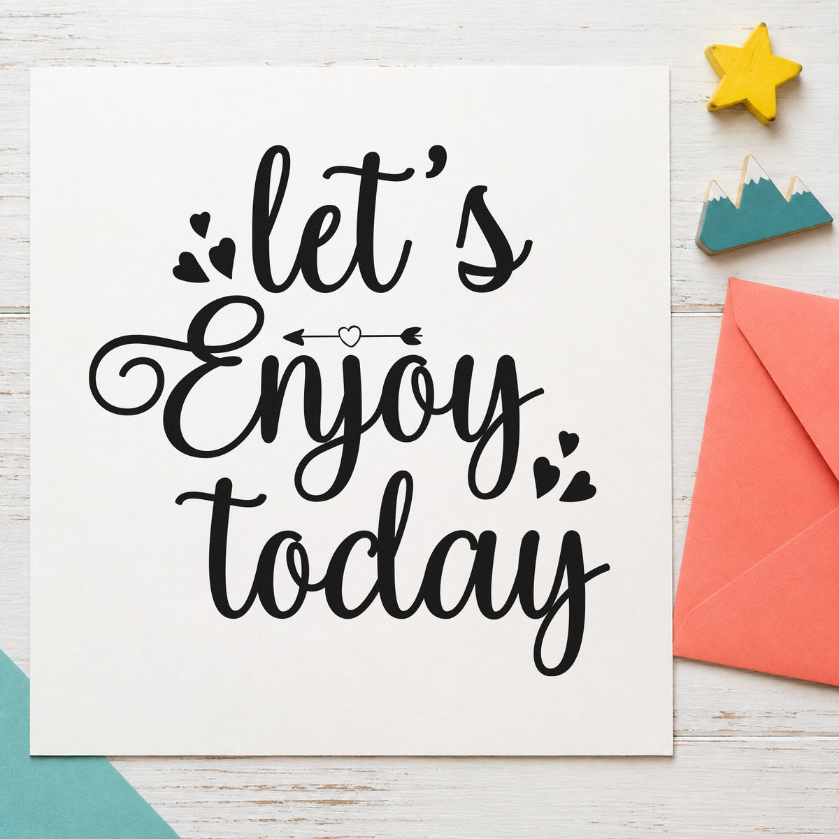 Self-Inking Let's Enjoy Today Hearts Stamp in use 9