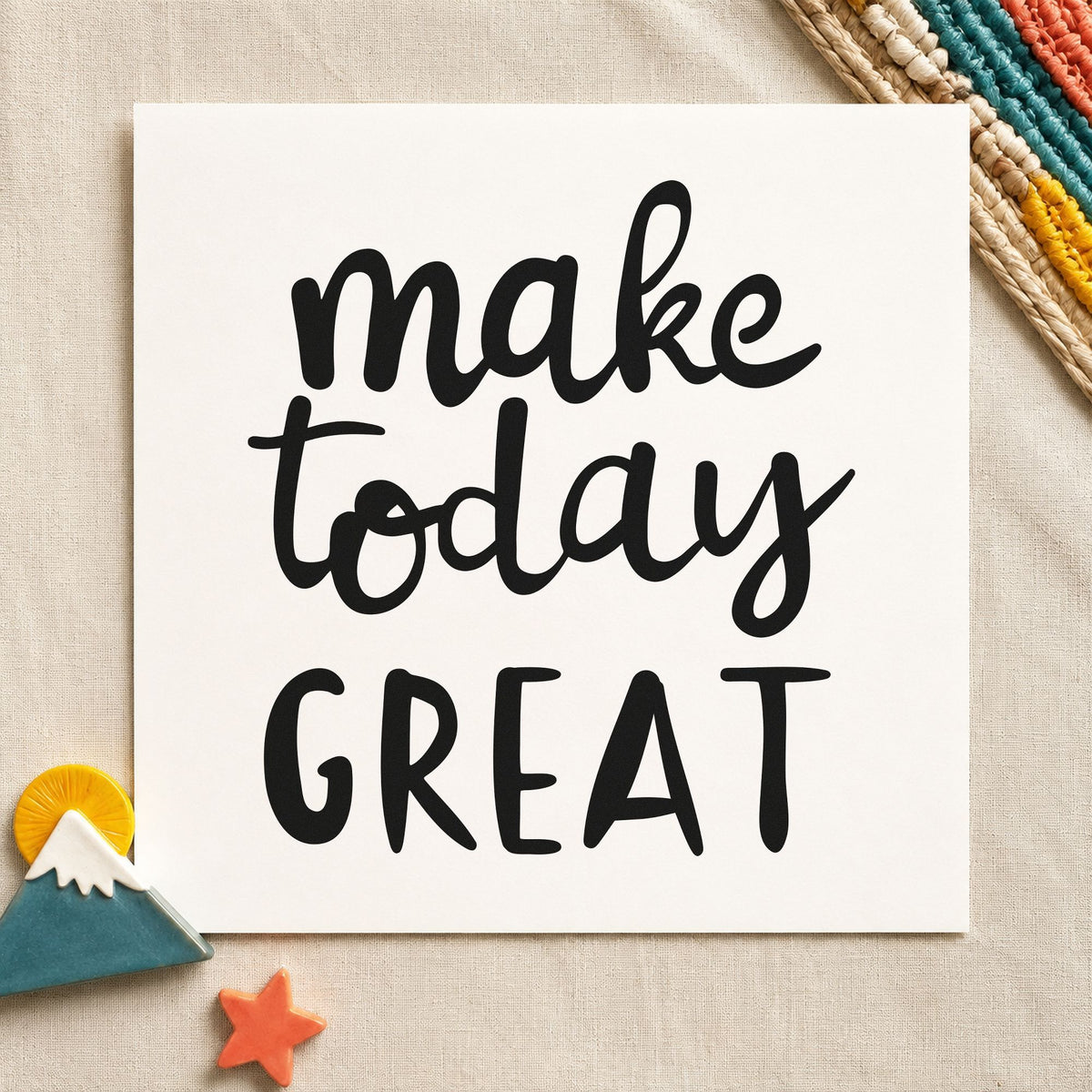 Make Today Great Lettering craft stamp in black ink on cardstock, an easy option for guest album page.