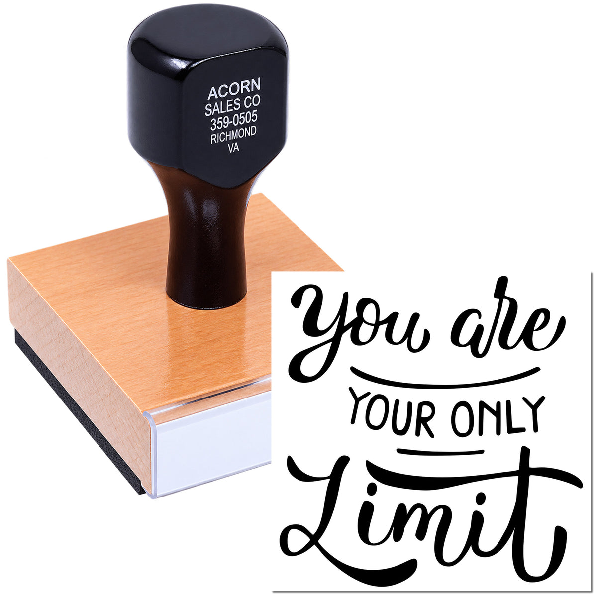 Custom rubber stamp with inspirational quote You are your only limit for business branding, crafts, and personal use.