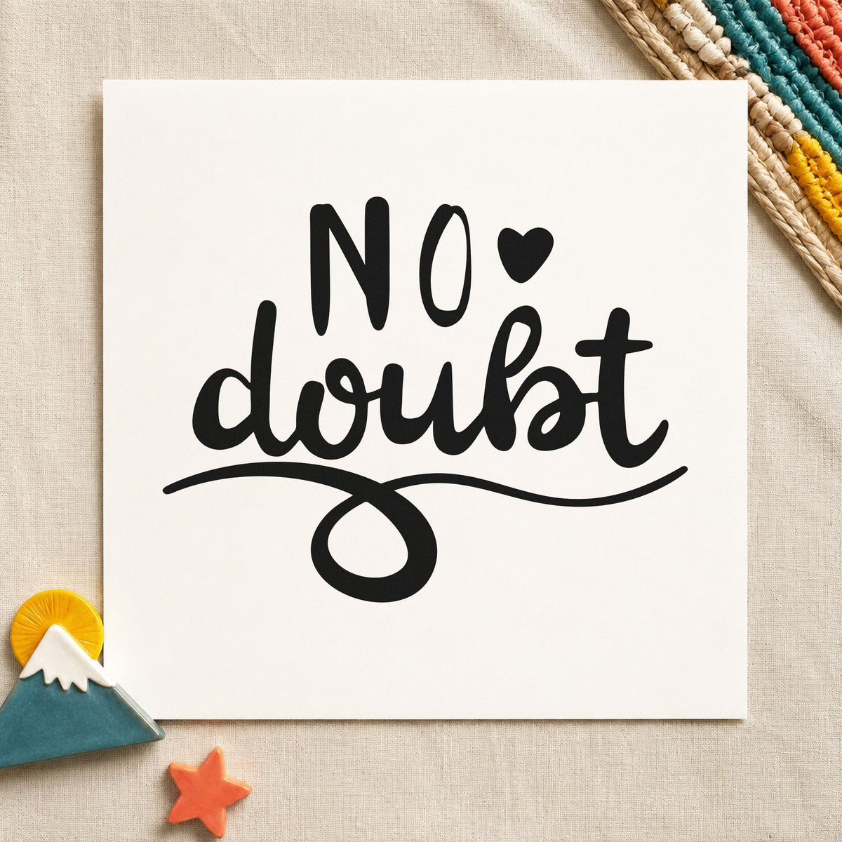 No Doubt Heart Flourish rubber stamp printed in black ink, ready for score round sheet and similar paper crafts.