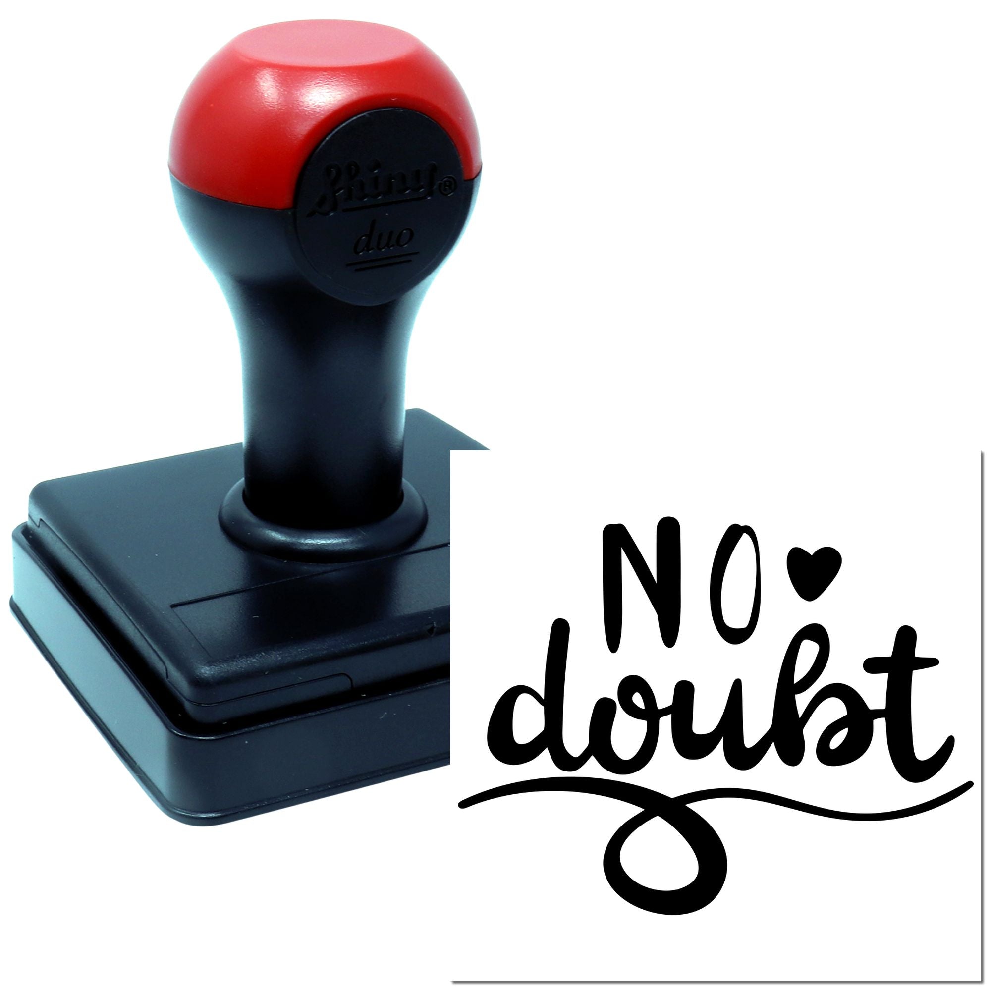 Self-inking rubber stamp with No doubt custom text imprint for office or craft use