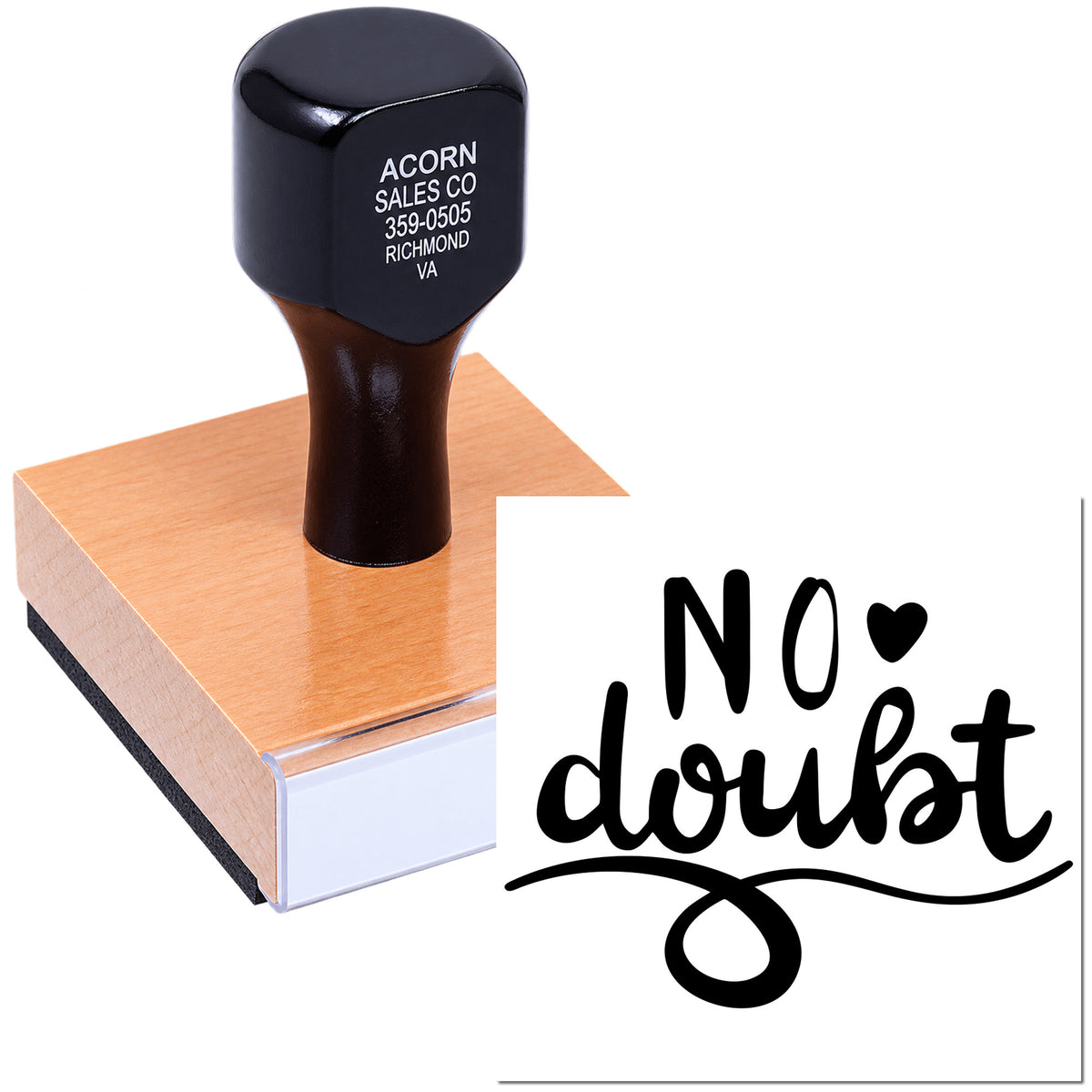 Custom rubber stamp with No doubt design, perfect for bold approval marks and personalized business use.