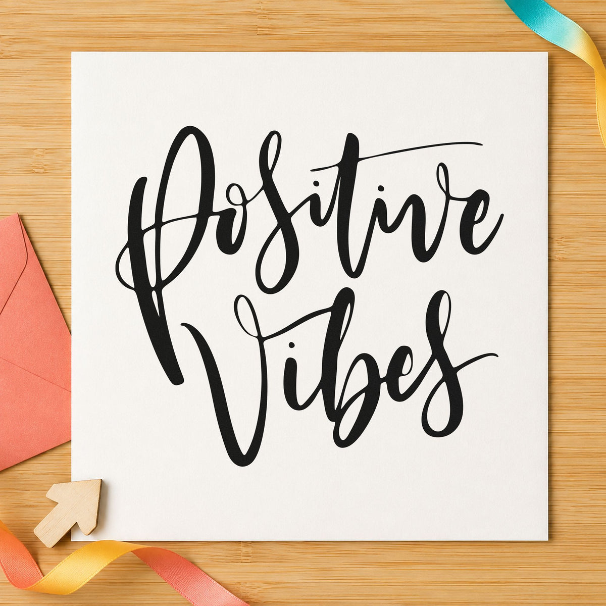 Positive Vibes Brush Script Lettering PSI Pre-Inked Stamp in use 10