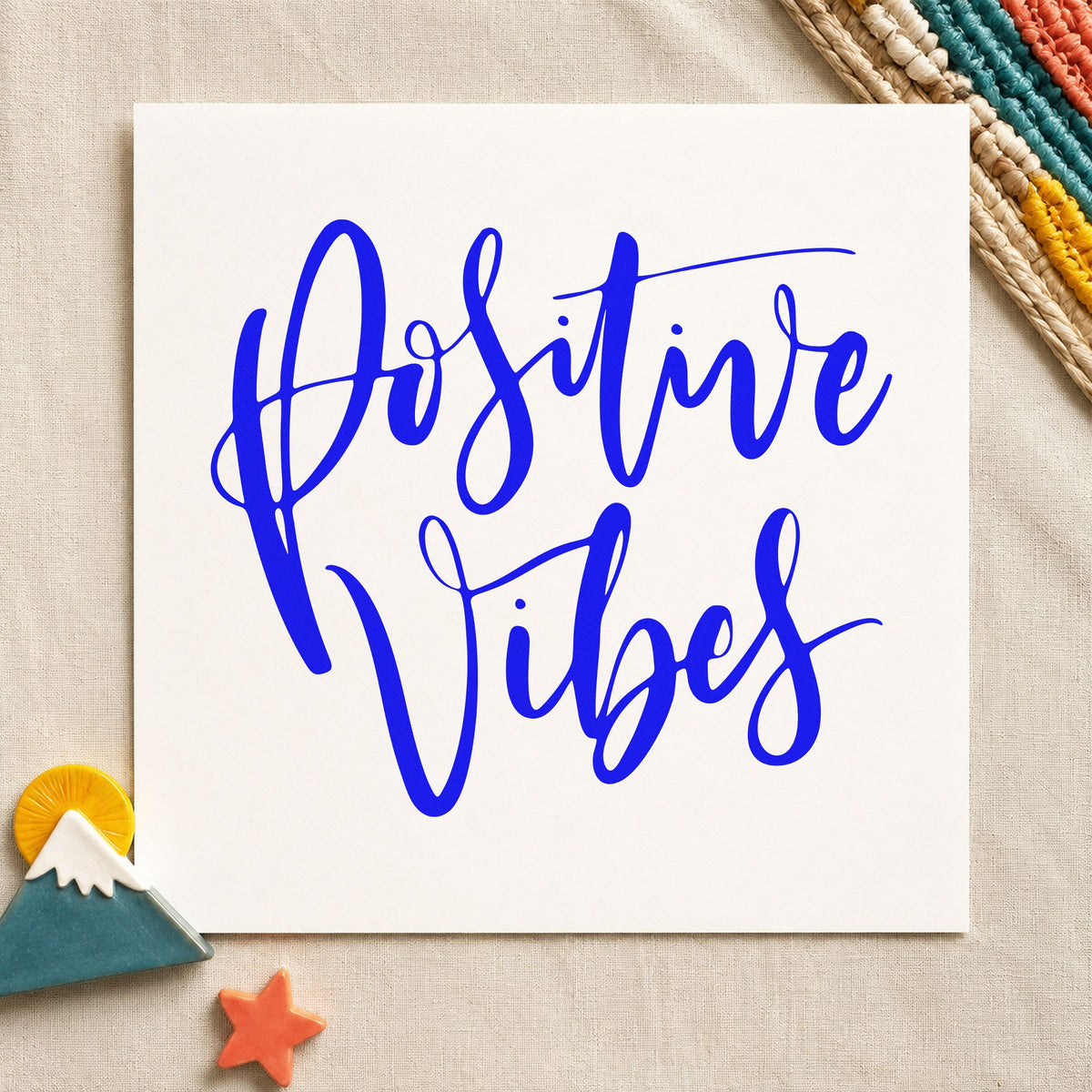 Positive Vibes Brush Script Lettering PSI Pre-Inked Stamp in use 5