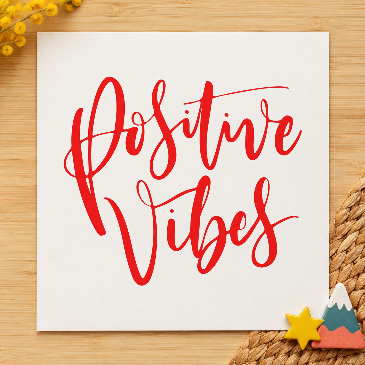 Positive Vibes Brush Script Lettering PSI Pre-Inked Stamp in use 7