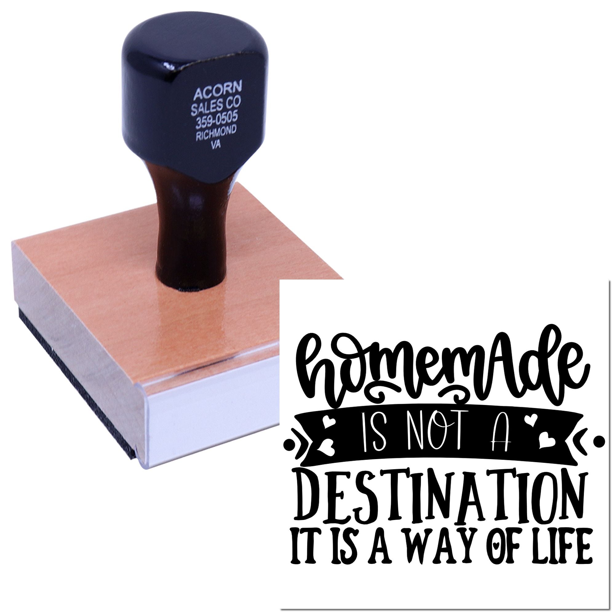 Custom rubber stamp with Homemade is not a destination, it is a way of life design for handmade products.