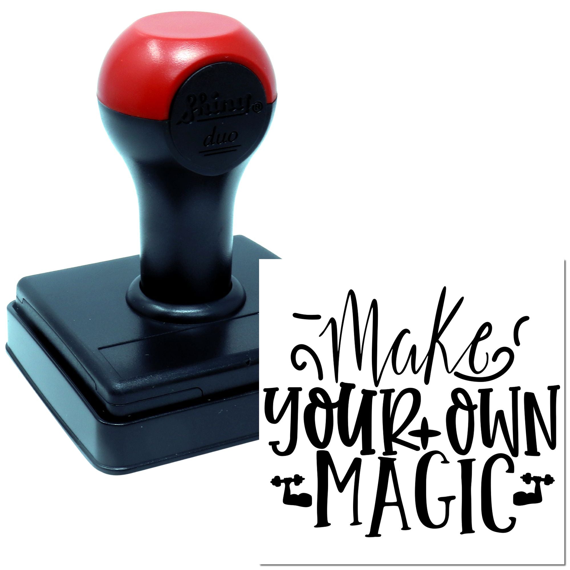 Custom rubber stamp with Make Your Own Magic design for DIY crafts, handmade branding, and personalized projects.