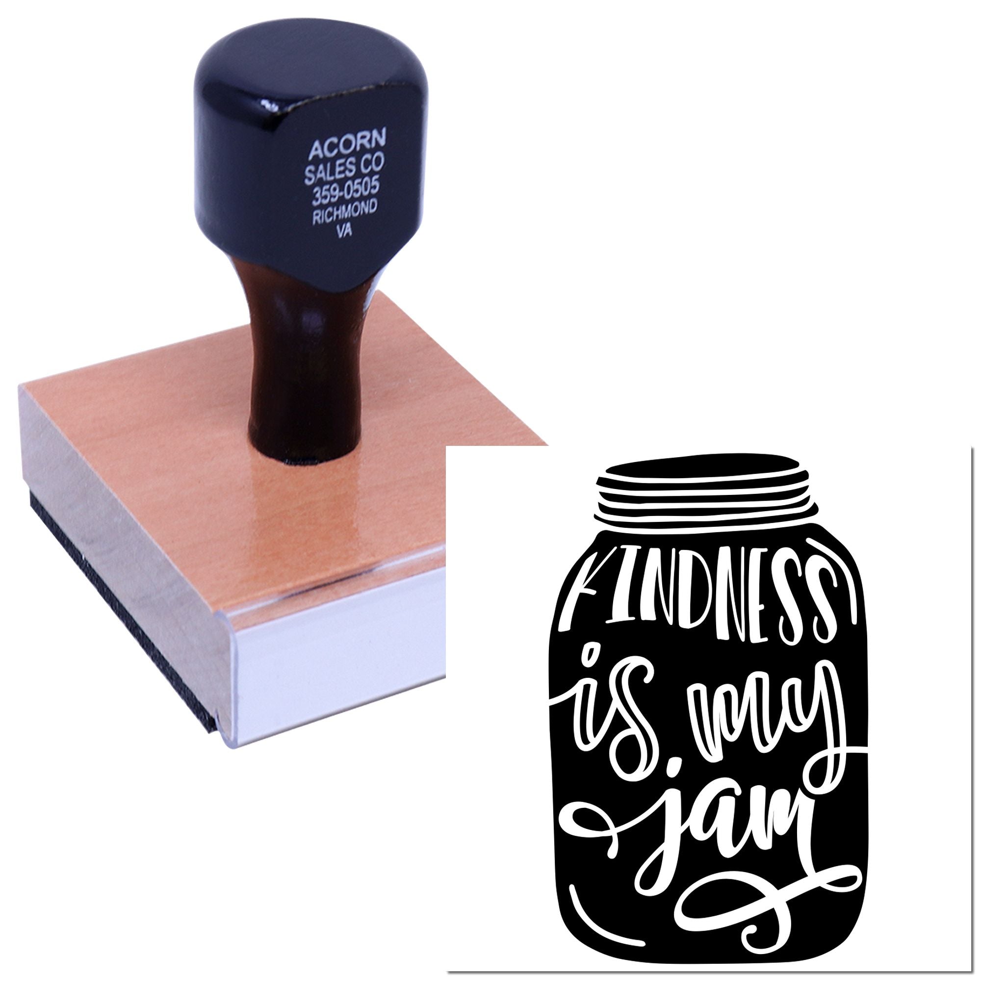 Custom rubber stamp with kindness is my jam jar design for crafting, branding, and handmade projects.
