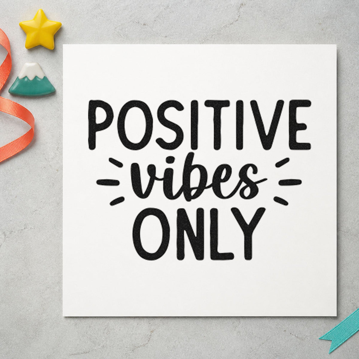 Positive Vibes Only Rays Lettering Stamp – Self-Inking in use 4