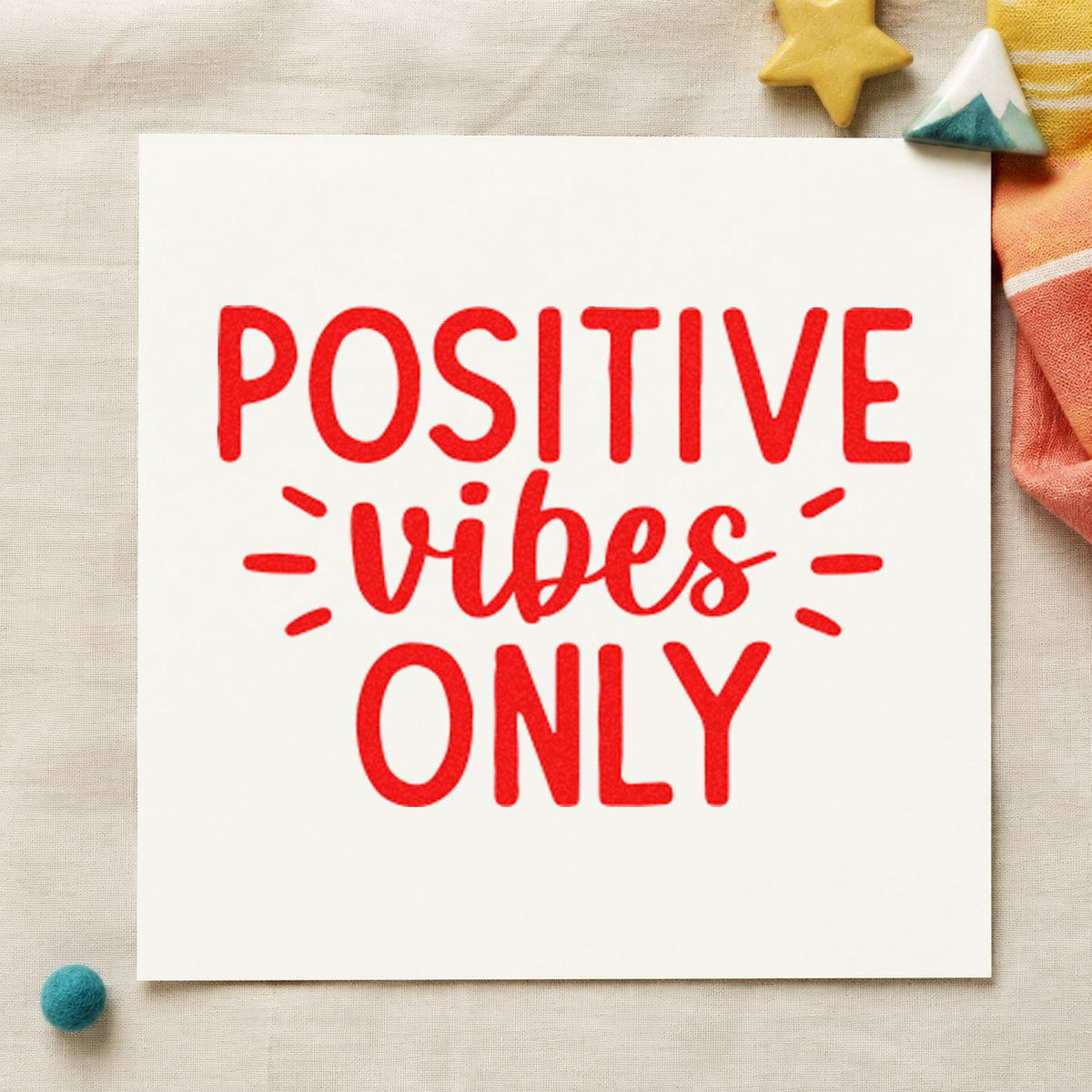 Positive Vibes Only Rays Lettering Stamp – Self-Inking in use 8