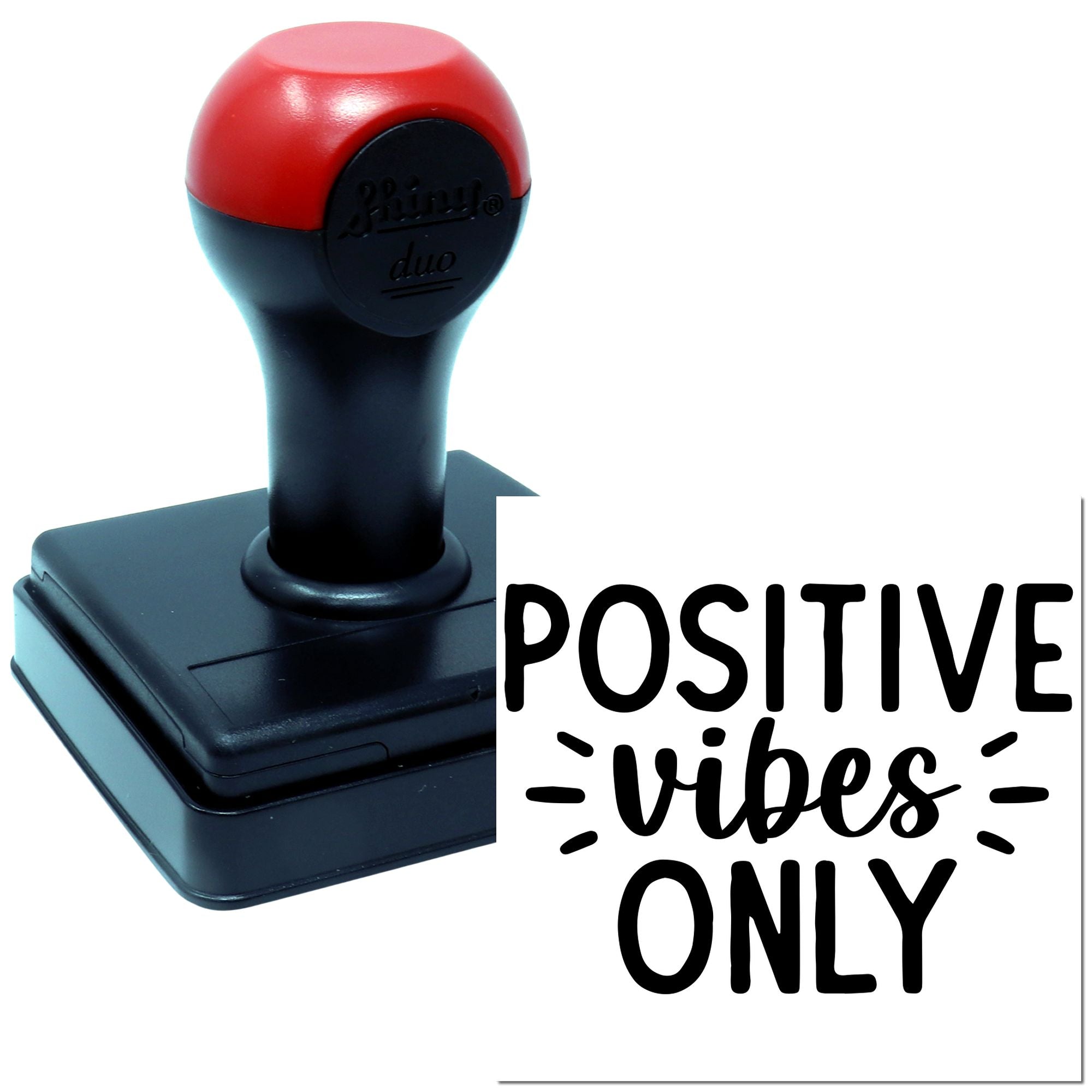 Positive Vibes Only rubber stamp for motivational crafting and personalized stamping projects.