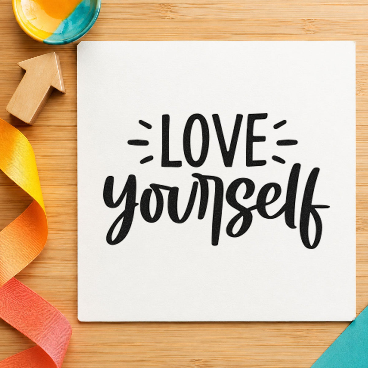 Love Yourself Bold Script PSI Pre-Inked Stamp in use 9