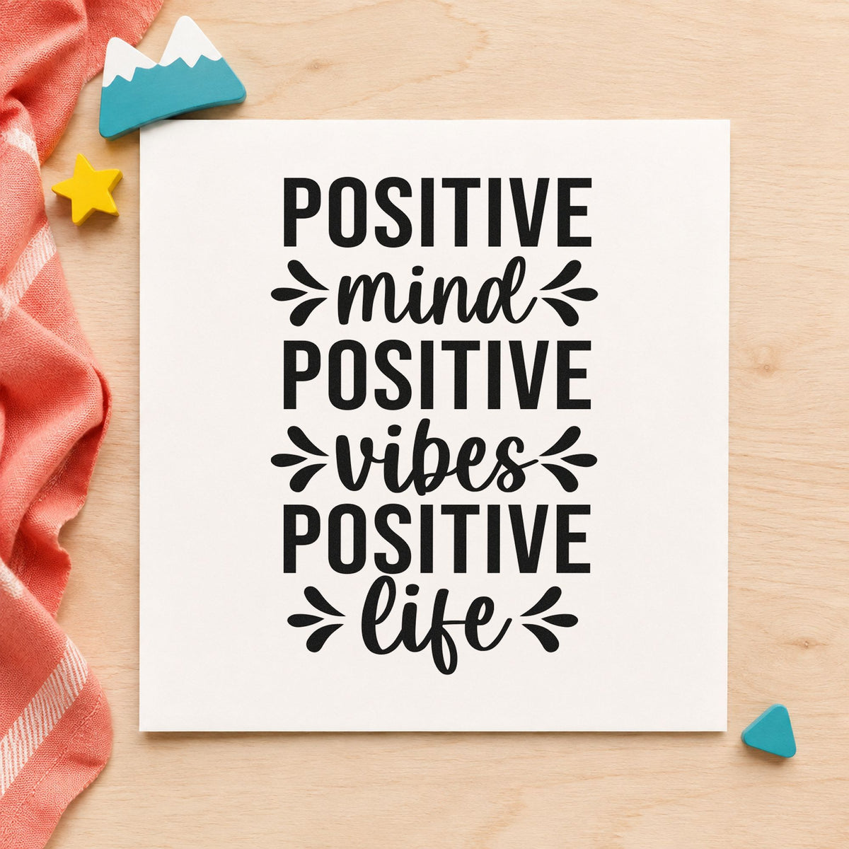 Positive Mind Vibes Life Leaf Accents Pre-Inked Stamp – Slim in use 3