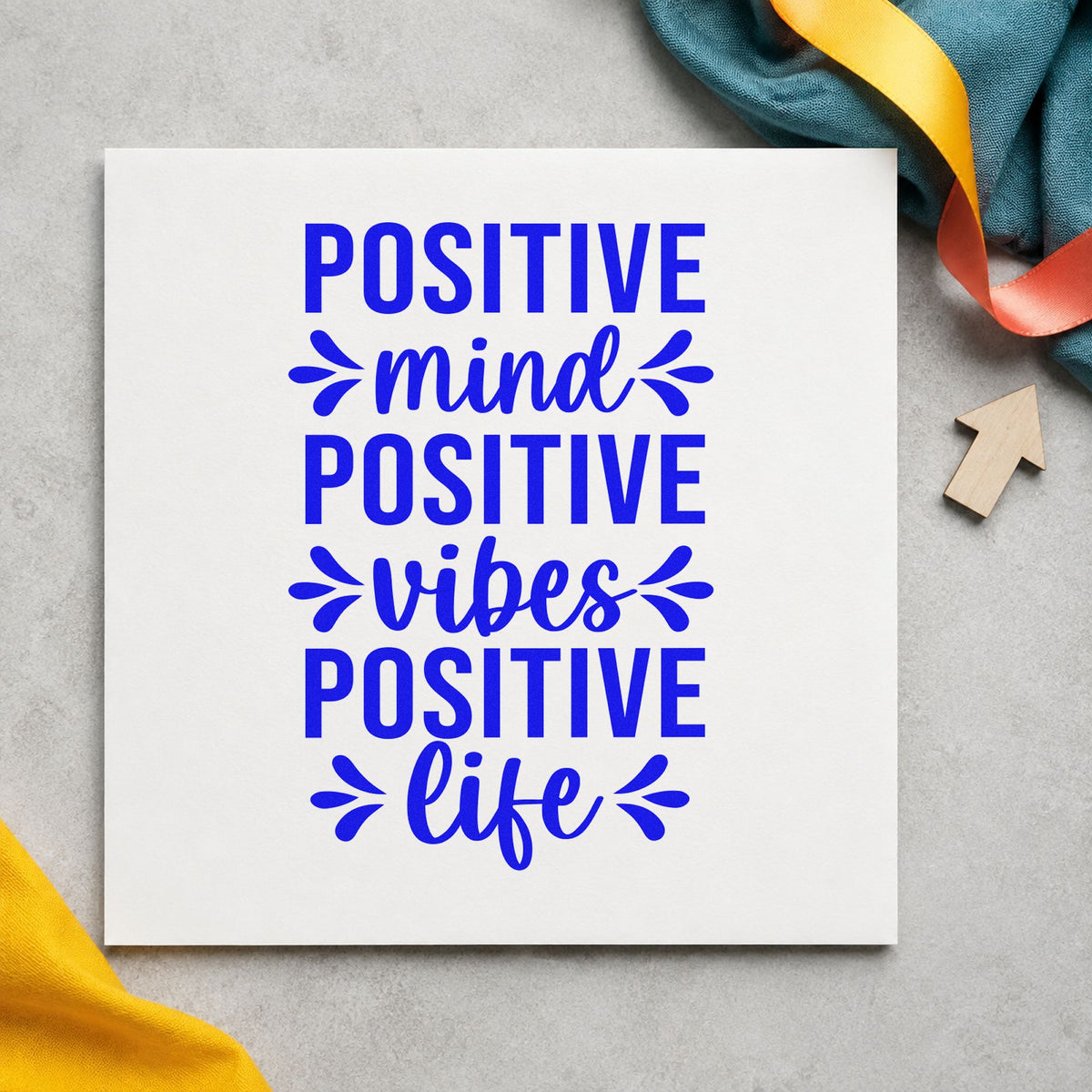 Positive Mind Vibes Life Leaf Accents Pre-Inked Stamp – Slim in use 6