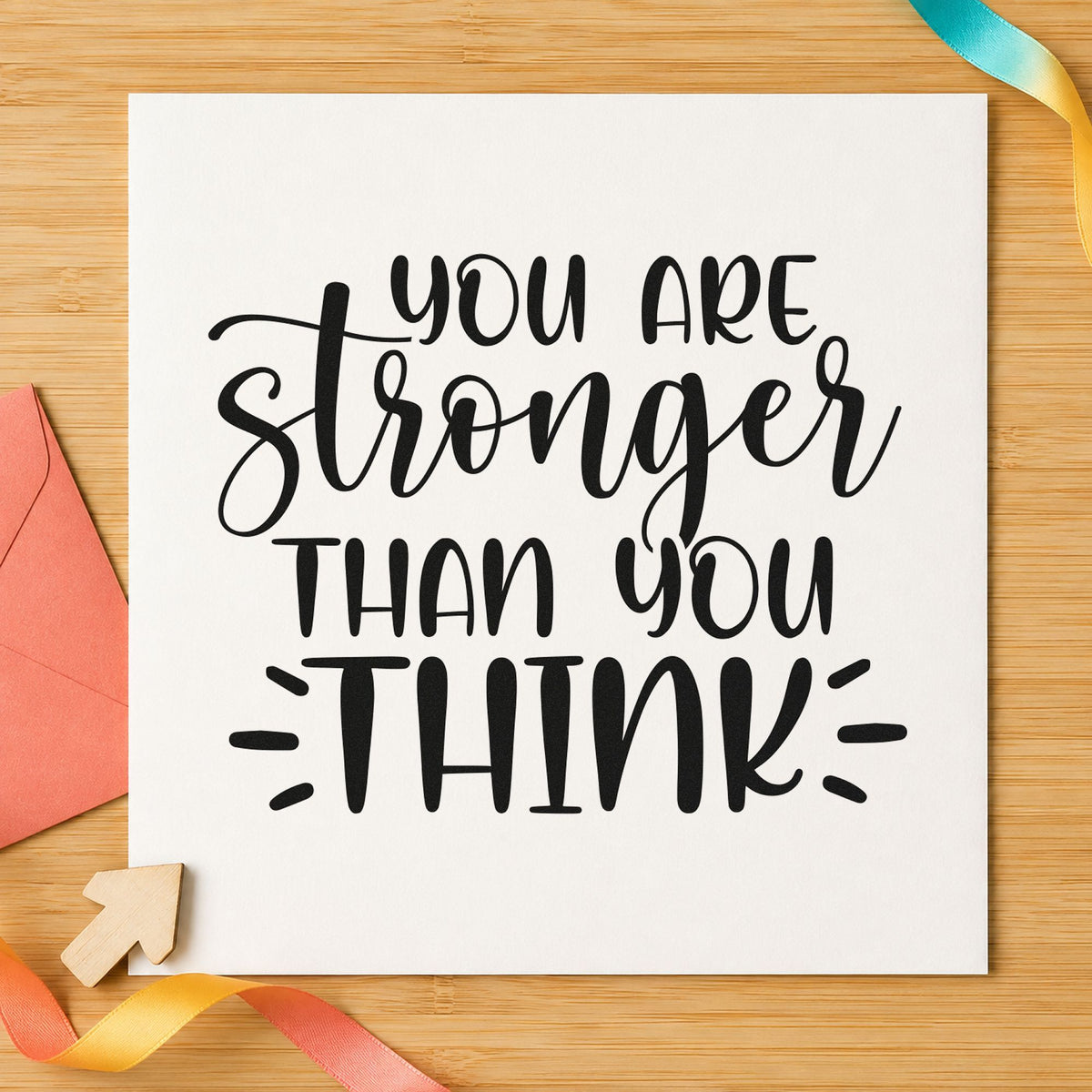 You Are Stronger Than Think rubber stamp printed in black ink, ready for obstacle drill sheet and similar paper crafts.