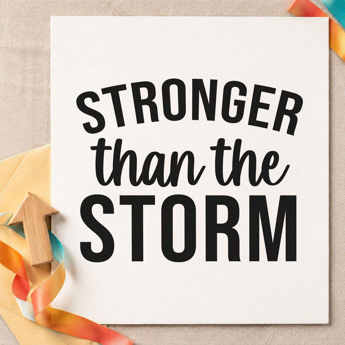Stronger Than The Storm Arch Rubber Stamp – Wood Handle in use 3