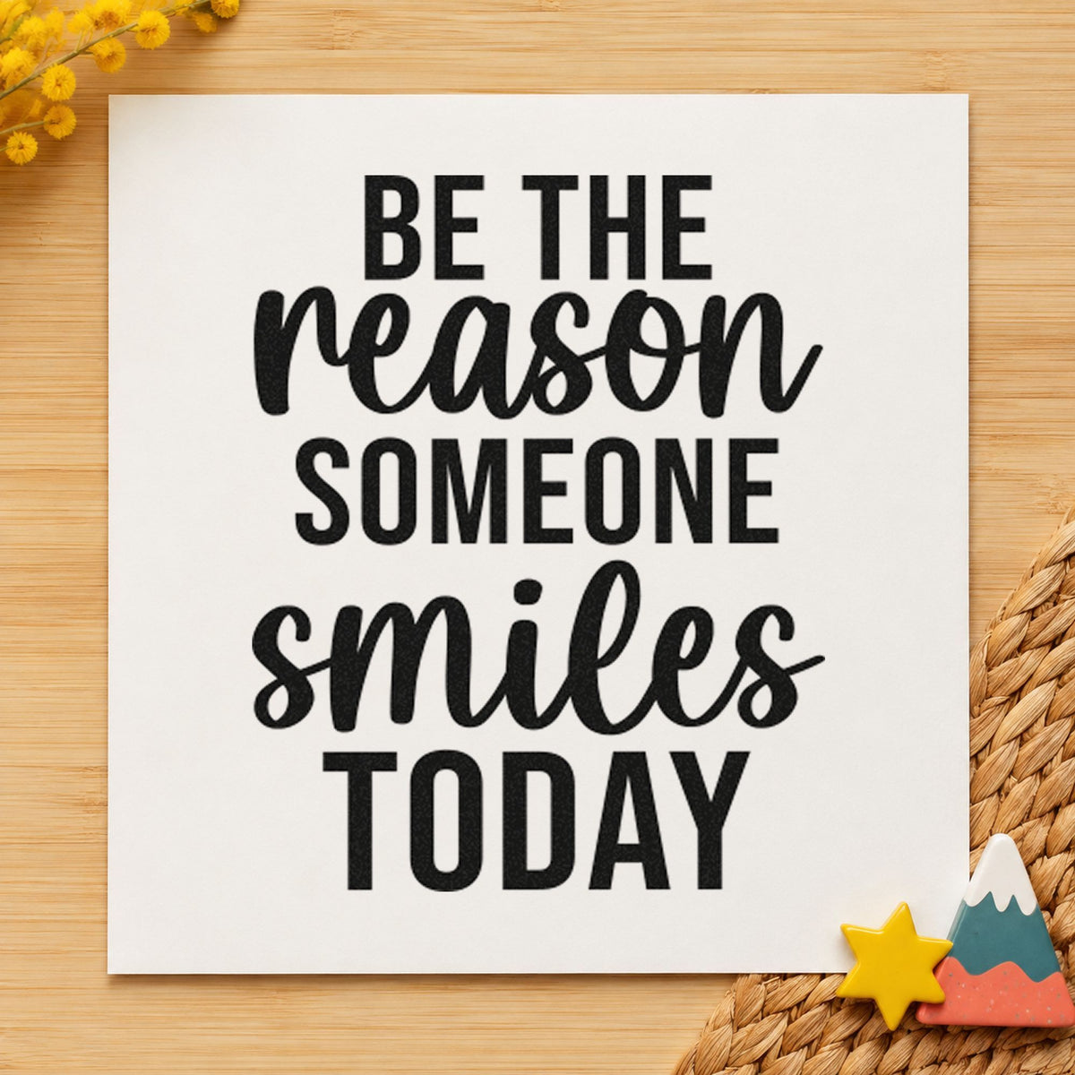 Reason Someone Smiles Today rubber stamp printed in black ink, ready for route note sheet and similar paper crafts.