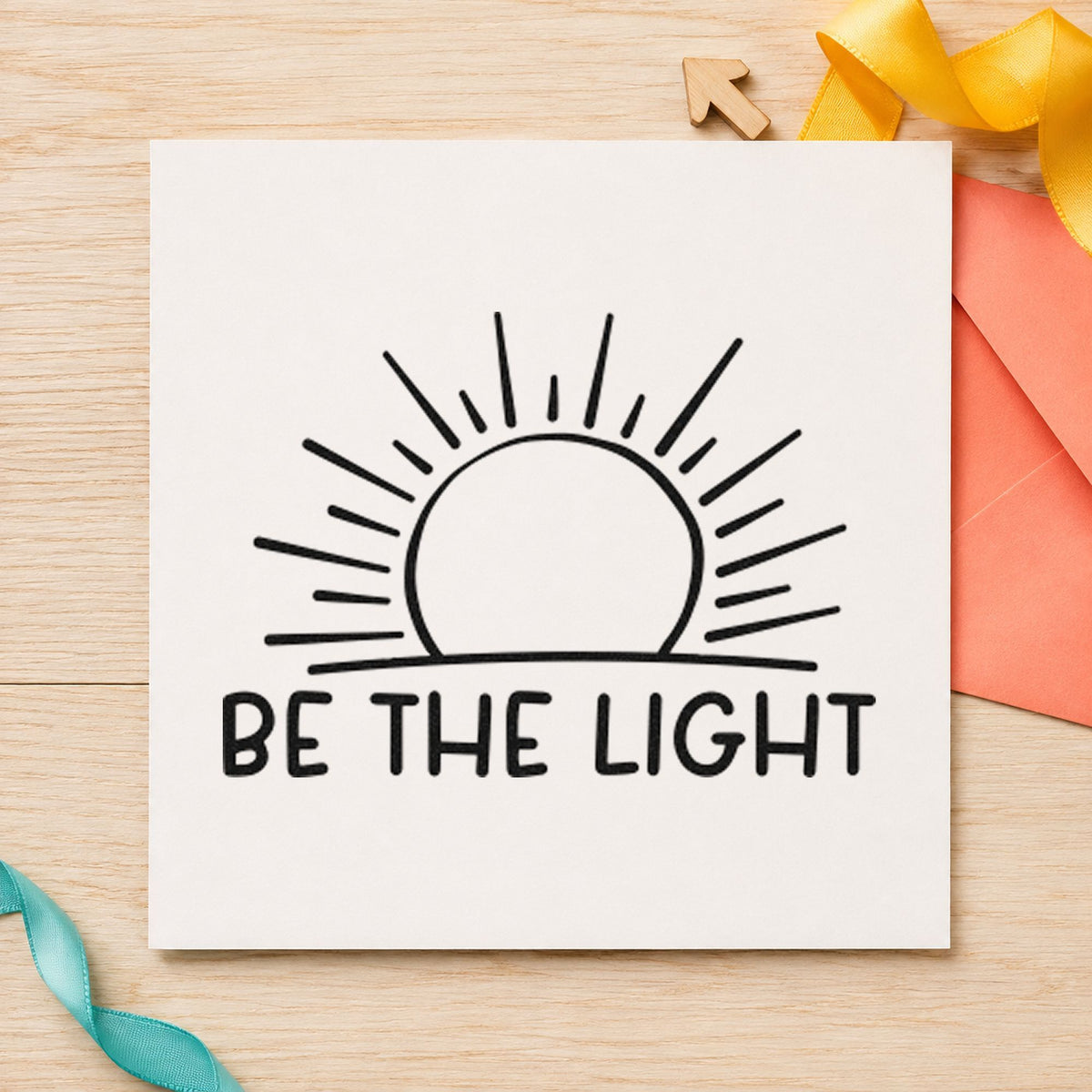 Duo Hand Be The Light Sunrise Outline Detail Rubber Stamp in use 4