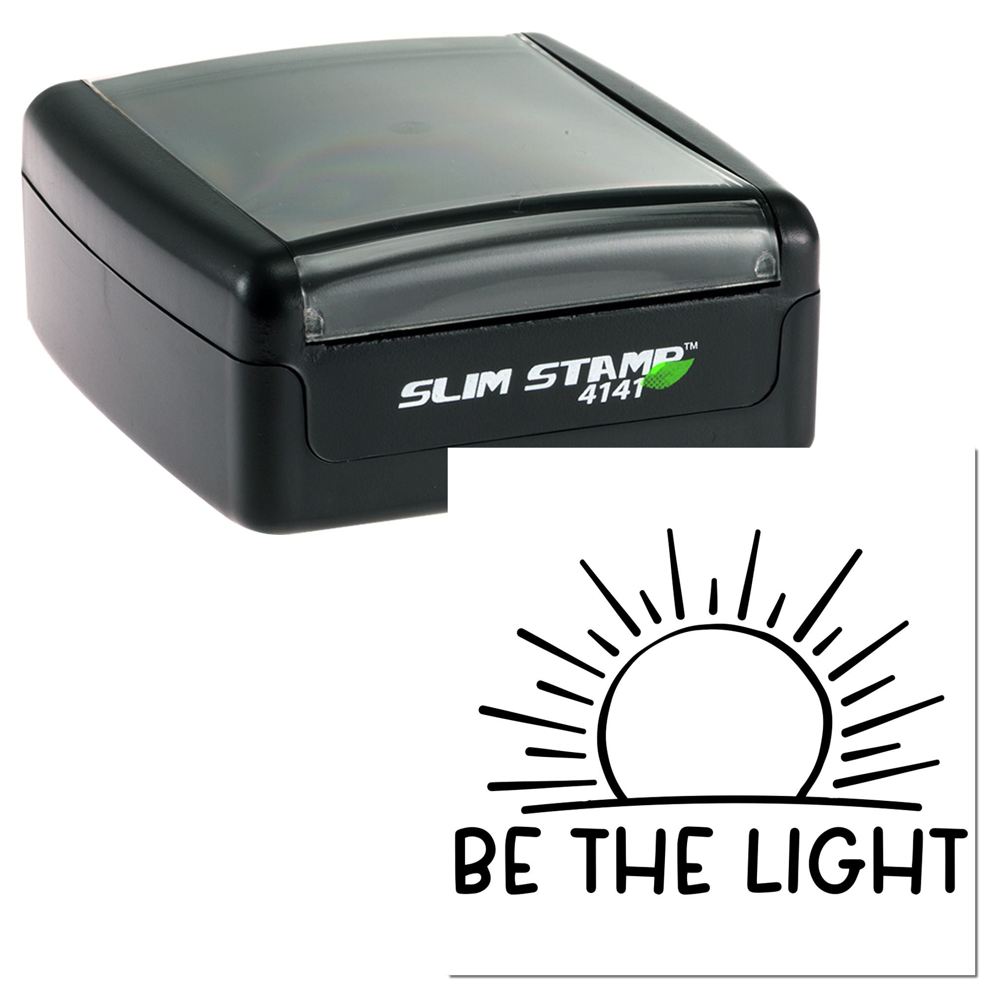 Slim Stamp 4141 rubber stamp with Be the Light design impression for custom self-inking stamping.