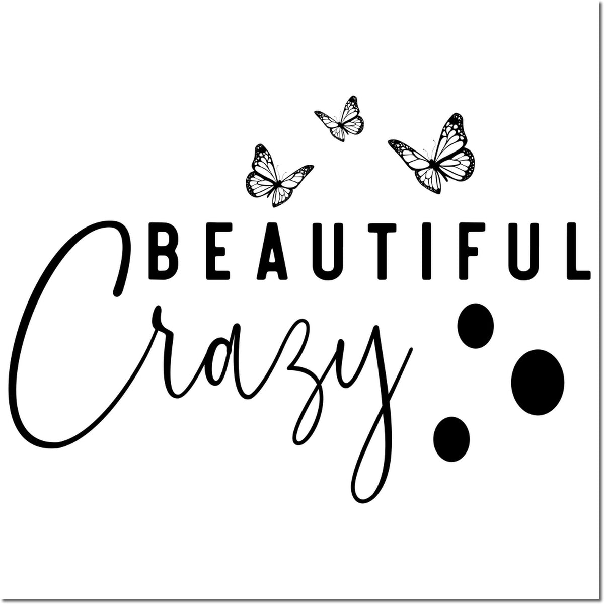 Beautiful Crazy butterfly rubber stamp design for handmade cards, scrapbooking, and creative craft projects.