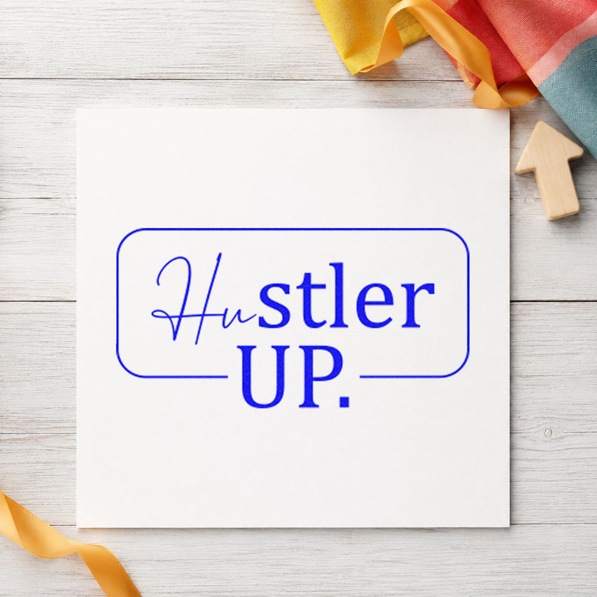 Hustler Up Rounded Framed Lettering Slim Pre-Inked Stamp in use 5