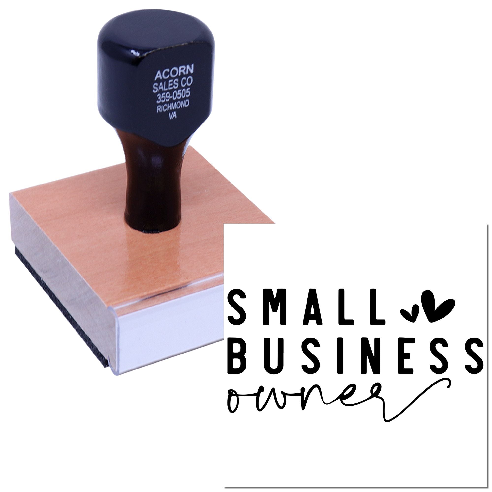 Custom rubber stamp for small business owners, perfect for branding packaging, invoices, and office documents.