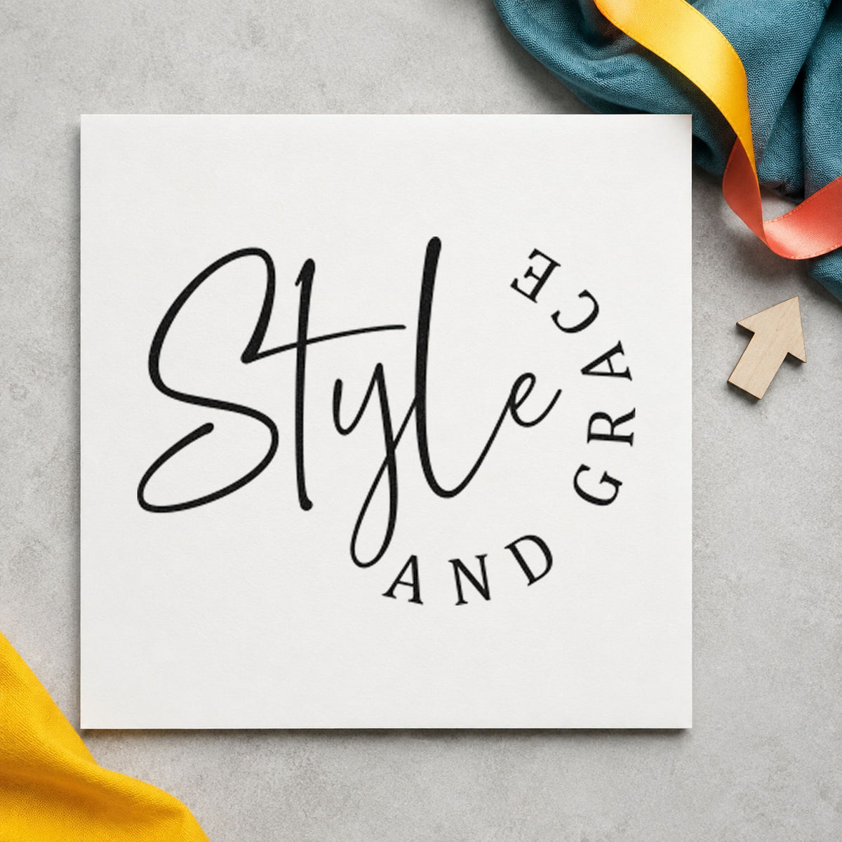 Style And Grace Lettering craft stamp in black ink on cardstock, an easy option for project album page.