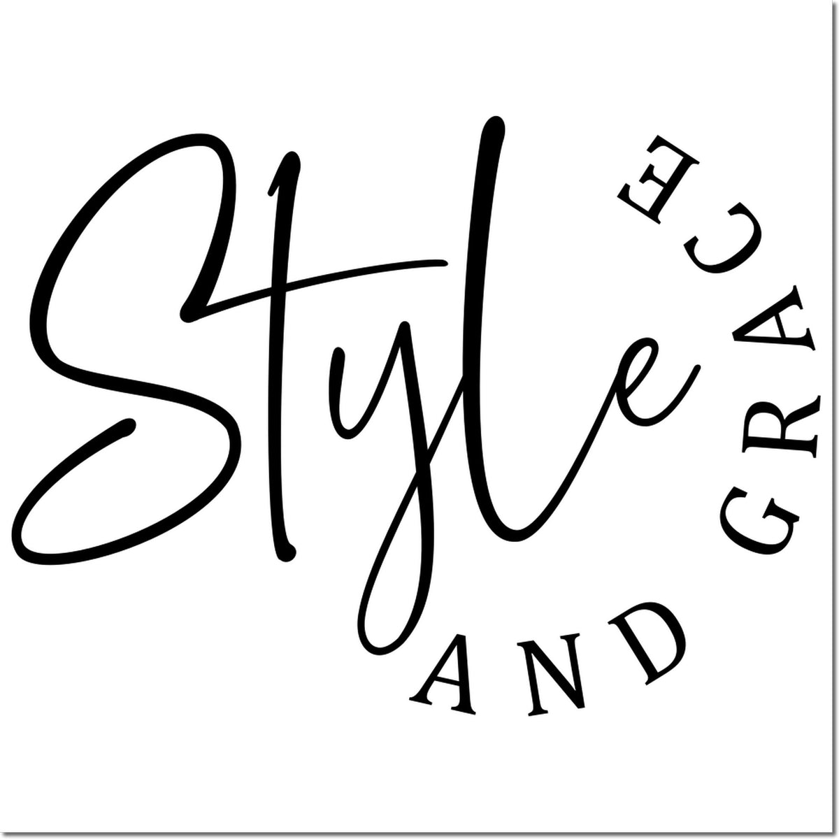 Style and Grace custom rubber stamp design with elegant black script lettering